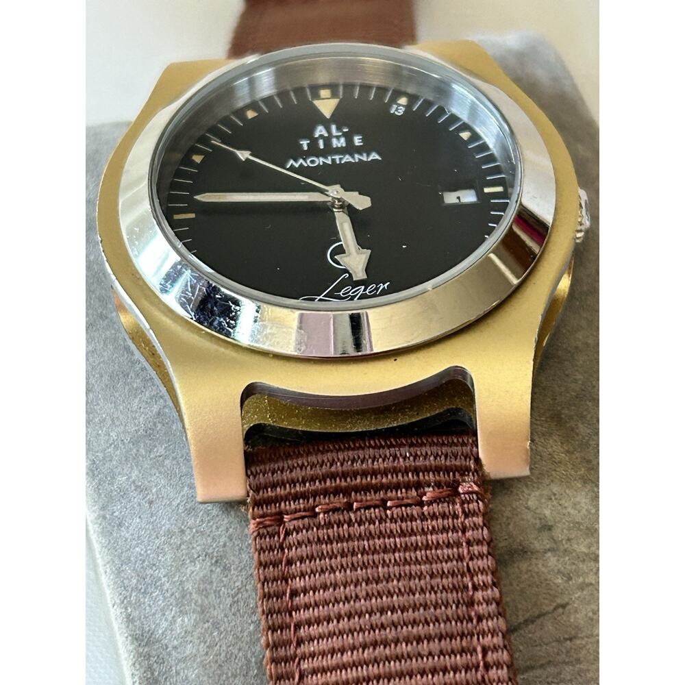 AL-Time Leger Watch 18-2 Yellow Gold Anodized Aluminum 40mm Quartz Aviation - Picture 4 of 16